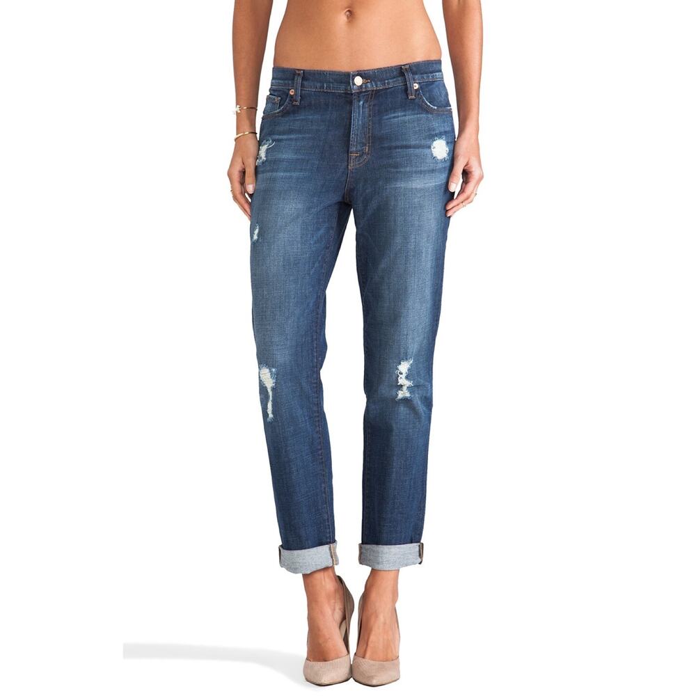 J Brand Jeans Aiden Flintlock Distressed Boyfriend Jeans Size 26/2